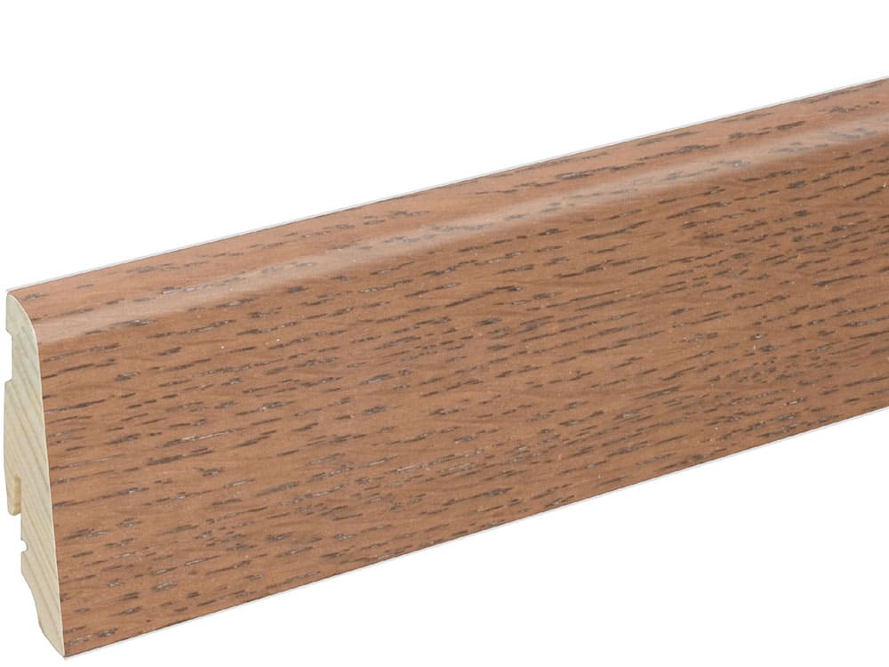 Sockelleiste SU060L MD furniert 19 x 58 mm Eiche kupferbraun FLEI276 lackiert, 240 cm