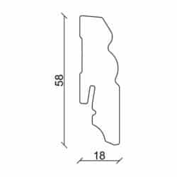 Sockelleiste profiliert L0132L, RAL9010 18 x 58 mm Fichte/Kiefer weiß lackiert, 240 cm