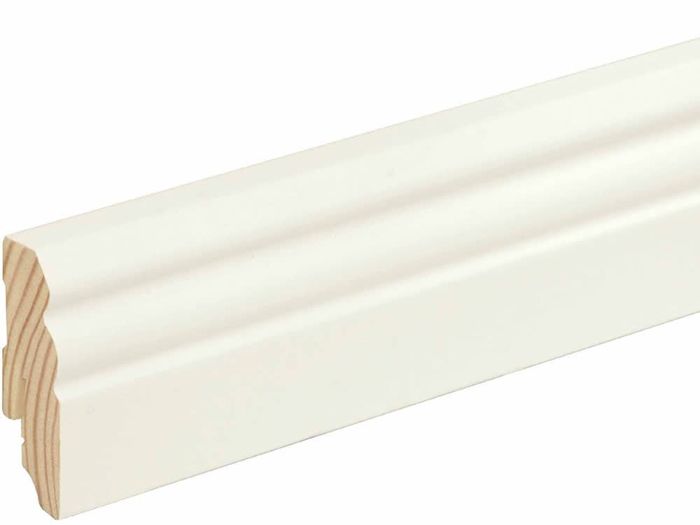 Sockelleiste profiliert L0132L, RAL9010 18 x 58 mm Fichte/Kiefer weiß lackiert, 240 cm