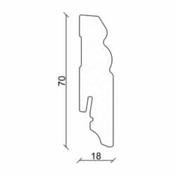 Sockelleiste profiliert L0073L, RAL9010 18 x 70 mm Fichte/Kiefer weiß lackiert, 240 cm