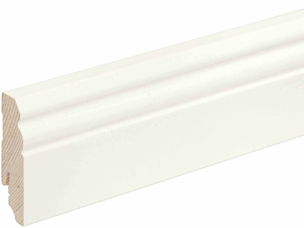 Sockelleiste profiliert L0073L, RAL9010 18 x 70 mm Fichte/Kiefer weiß lackiert, 240 cm