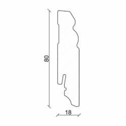 Sockelleiste profiliert L0133L, RAL9010 18 x 80 mm Fichte/Kiefer weiß lackiert, 240 cm