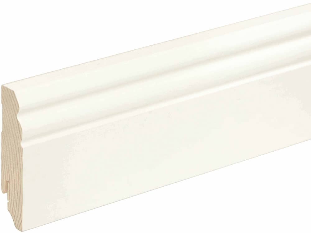 Sockelleiste profiliert L0133L, RAL9010 18 x 80 mm Fichte/Kiefer weiß lackiert, 240 cm