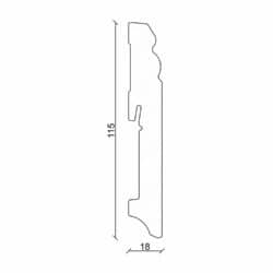 Sockelleiste profiliert L0114L, RAL9010 18 x 115 mm Fichte/Kiefer weiß lackiert, 240 cm