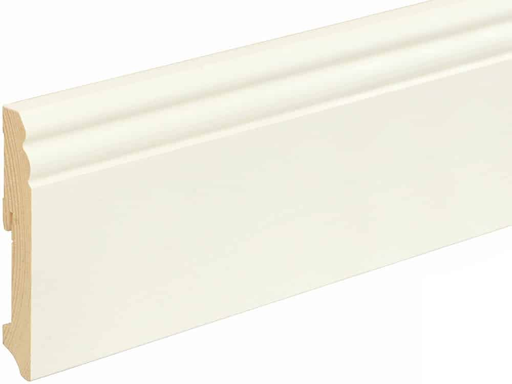 Sockelleiste profiliert L0114L, RAL9010 18 x 115 mm Fichte/Kiefer weiß lackiert, 240 cm