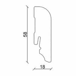 Sockelleiste gerundet L0144L, RAL9010 18 x 58 mm Fichte/Kiefer weiß lackiert, 240 cm