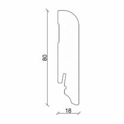 Sockelleiste gerundet L0145L, RAL9010 18 x 80 mm Fichte/Kiefer weiß lackiert, 240 cm