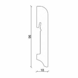 Sockelleiste gerundet L0146L, RAL9010 18 x 96 mm Fichte/Kiefer weiß lackiert, 240 cm
