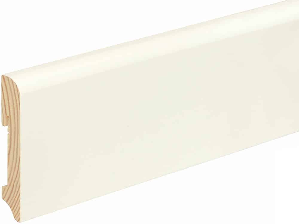 Sockelleiste gerundet L0146L, RAL9010 18 x 96 mm Fichte/Kiefer weiß lackiert, 240 cm