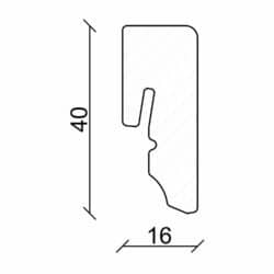 Sockelleiste eckig L0152L, RAL9010 16 x 40 mm Fichte/Kiefer weiß lackiert, 240 cm