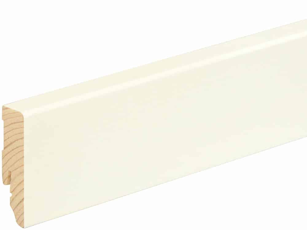 Sockelleiste eckig L0153L, RAL9010 16 x 58 mm Fichte/Kiefer weiß lackiert, 240 cm