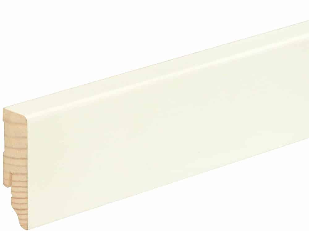 Sockelleiste eckig L0154L, RAL9010 18 x 58 mm Fichte/Kiefer weiß lackiert, 240 cm