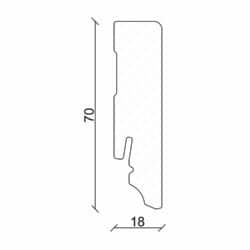 Sockelleiste eckig L0155L, RAL9010 18 x 70 mm Fichte/Kiefer weiß lackiert, 240 cm