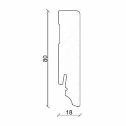 Sockelleiste eckig L0156L, RAL9010 18 x 80 mm Fichte/Kiefer weiß lackiert., 240 cm