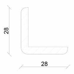 Winkelleiste L0183, RAL9010 28 x 28 mm Fichte/Kiefer weiß lackiert, 240 cm