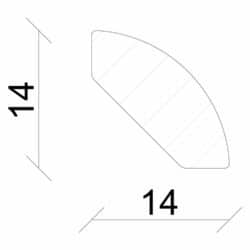 Viertelrundstab L0184, RAL9010 14 x 14 mm Fichte/Kiefer weiß lackiert, 240 cm