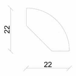 Viertelrundstab L0186, RAL9010 22 x 22 mm Fichte/Kiefer weiß lackiert, 240 cm