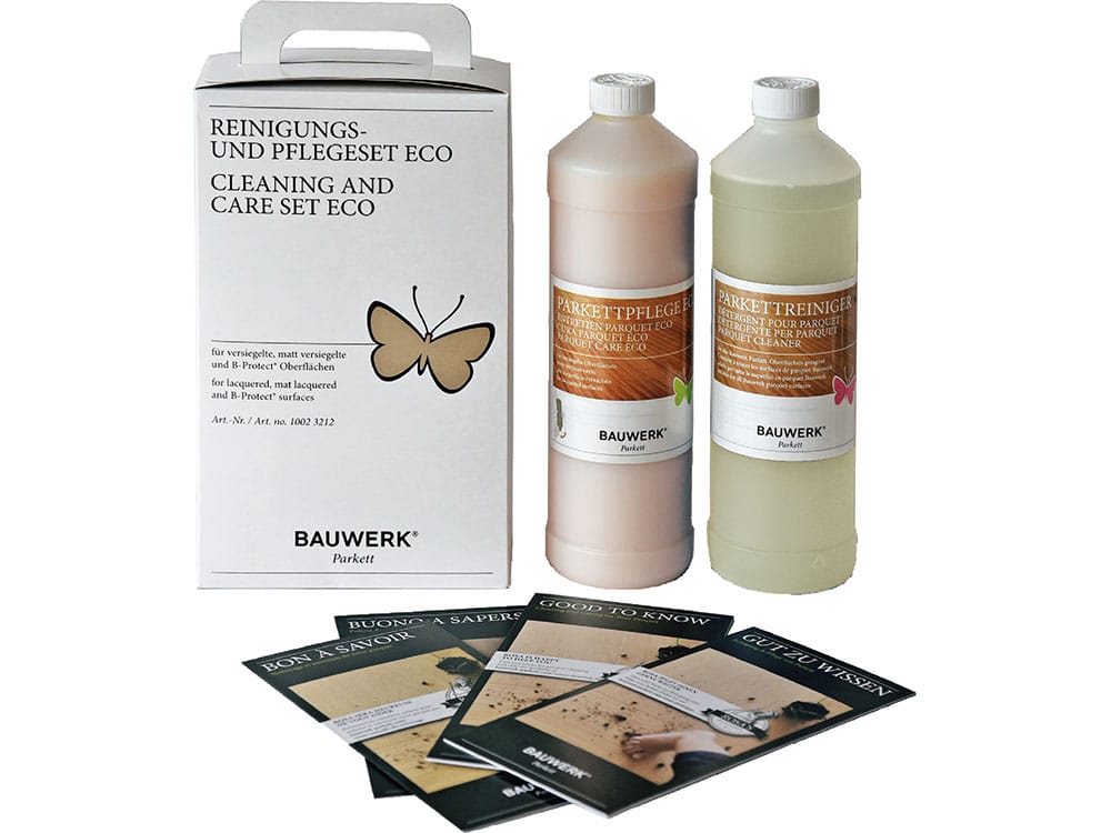 Bauwerk Parkett AG | Reinigungs- und Pflegeset Eco für versiegelte, matt versiegelte und B-Protect® Oberflächen